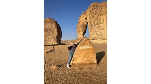 Me in Saudi Arabia  at the Elephant Rock Dec 2022