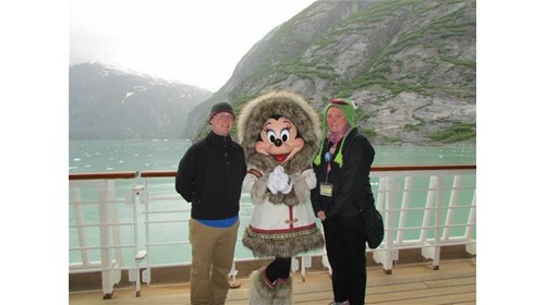 Minnie in her parka in the Inside Passage, AK