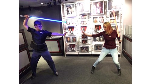 Light Saber standoff with a guest in Launch Bay