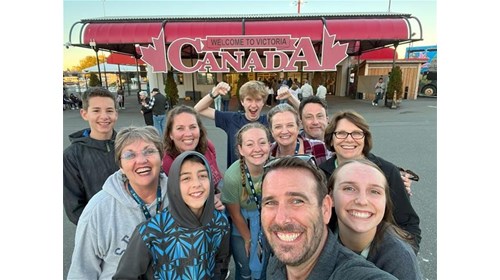 Friends and family group at Victoria Canada Port