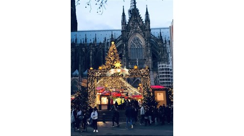 Christmas Market in Cologne Germany on Rhine River