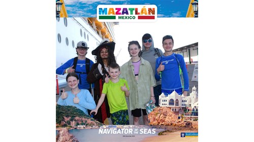 kids and teenagers with pirate in Mazatlan Mexico