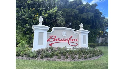 The Beaches sign as you enter the property