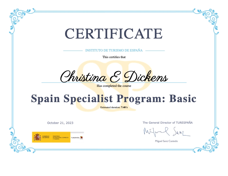 I am a certified Spain Destination Specialist