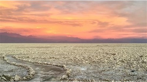 Salt Flats at sunset in the Atacama Desert