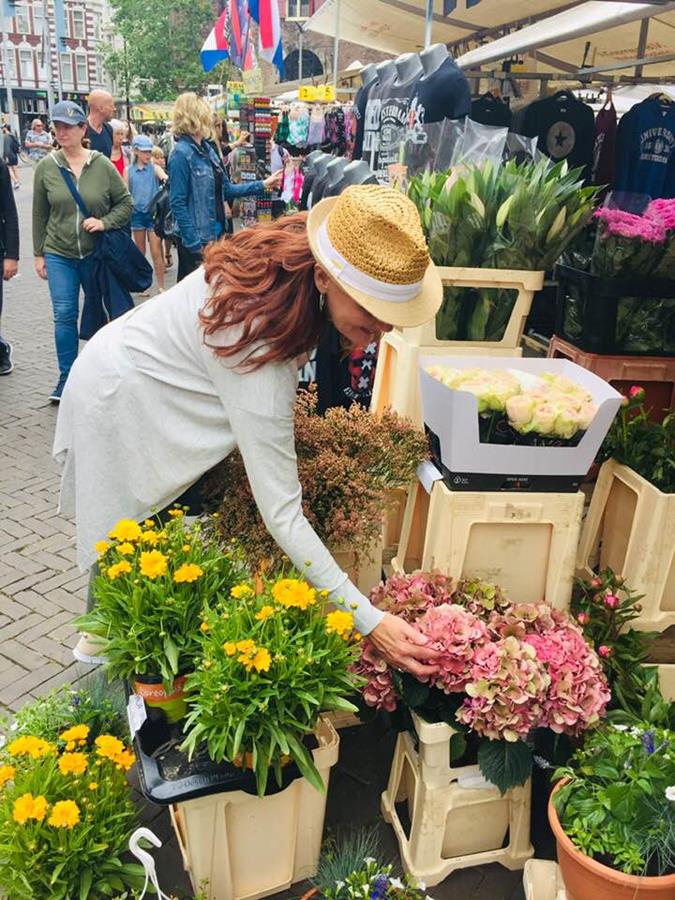 Enjoying the flower market in Amsterdam