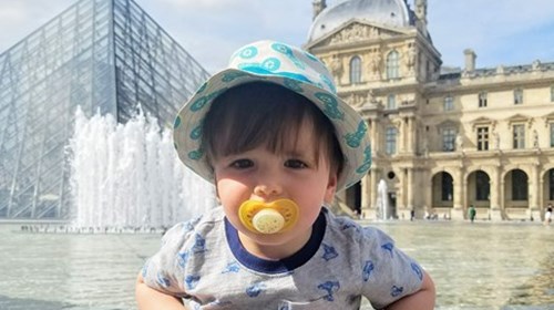 My toddler at the Louvre (he loved the fountains)!