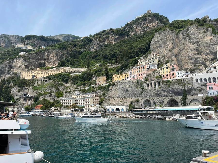 Pulling into Amalfi, Italy