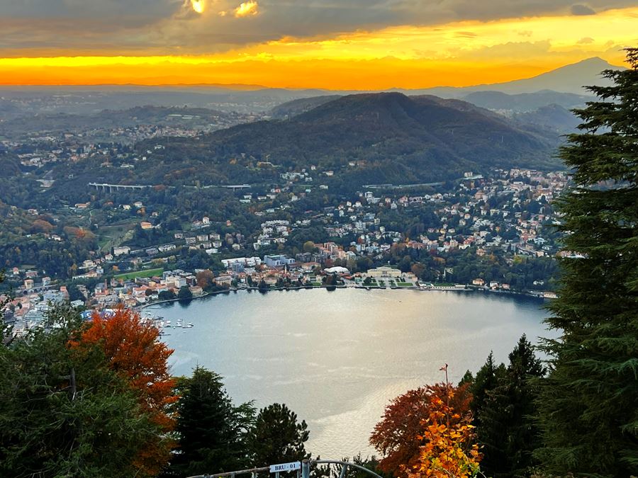 Beautiful Brunate overlooking Lake Como at sunset