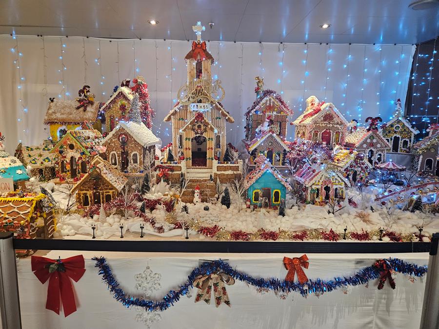 Christmas time gingerbread town display