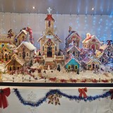 Christmas time gingerbread town display