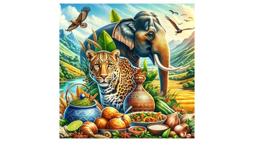 Medley of Sri Lankan beauty, food and animals