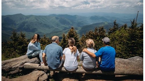 Family overlooking the mountains