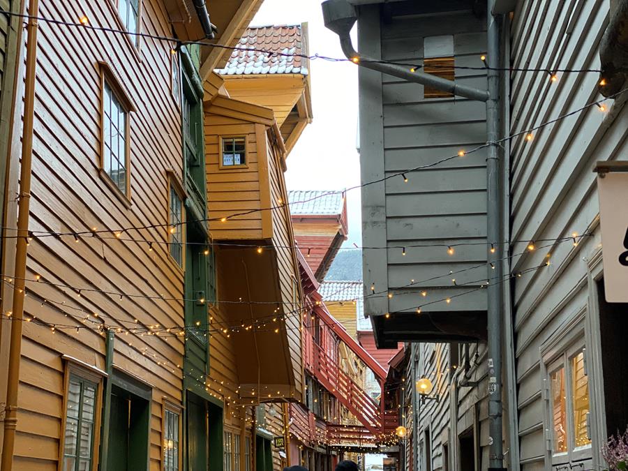 An Alley in Bryggen during Christmas 2023