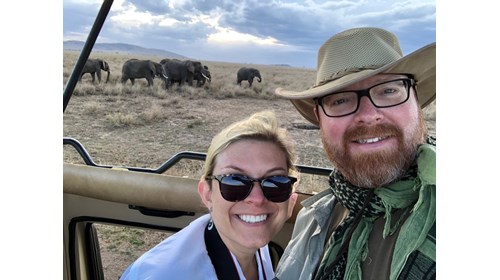 Watching an elephant family in the Serengeti