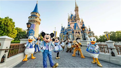 Walt Disney Characters and Cinderella's Castle 