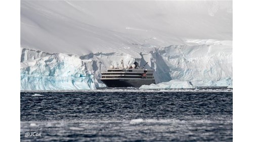 Atlas Ocean Voyages ship in Antarctica 