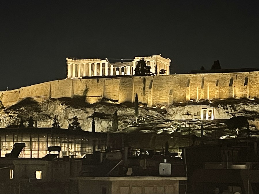 View from our hotel's rooftop bar, Athens