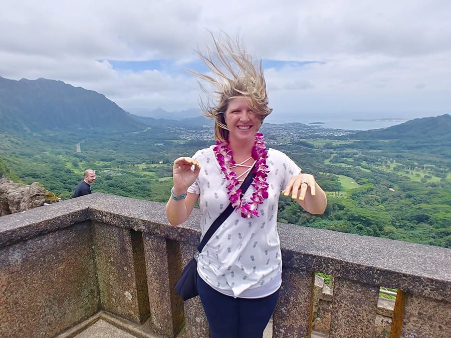 The winds are strong at Pali Lookout!