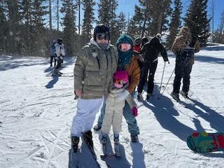 family skiing