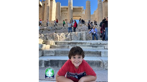 My son at the Parthenon in Athens, Greece