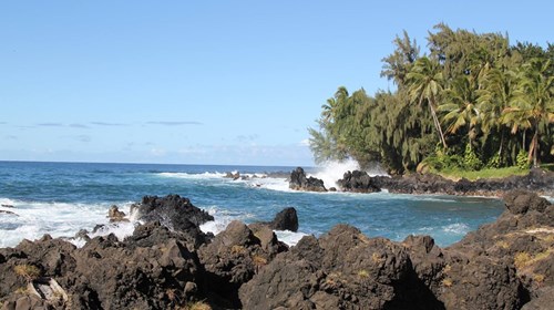A beach in Maui, HI along the Road to Hana.