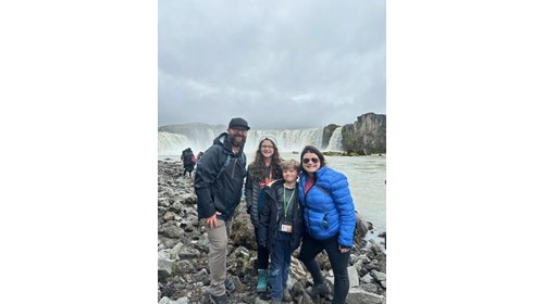 Our Family at Goðafoss Waterfall in Iceland