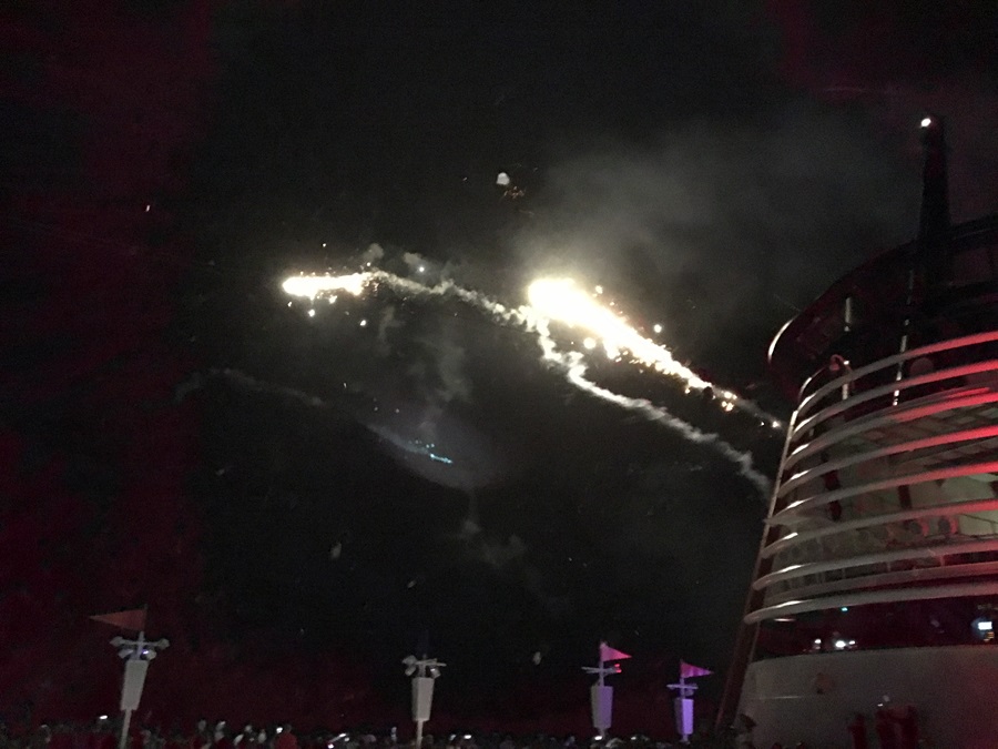 Fireworks onboard the Disney Wonder