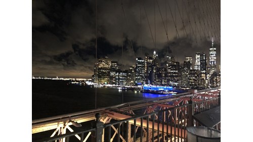 NYC at night from the Brooklyn Bridge!