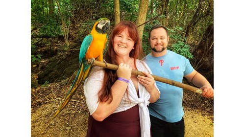 Shannon & Bob with Candi in Roatán, Honduras