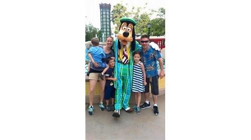 My family with Goofy at Disneyland