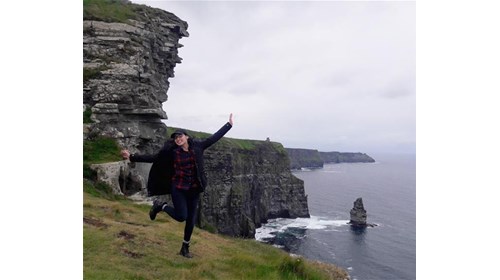 Happy for good weather at Cliffs of Moher