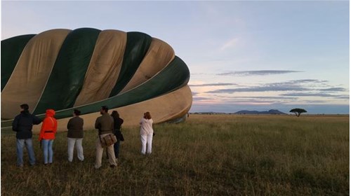 Sunrise hot air balloon ride over the Serengeti