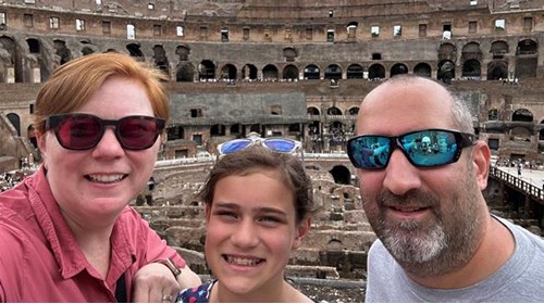 Karen's family in Roman Colosseum