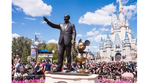 Walt Disney Statue and Cinderella's Castle