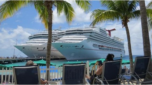 Two Cruise Ships Porting Nassau, Bahamas.