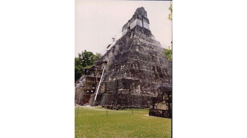 Tikal under restoration. 