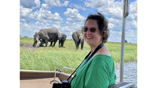April & Elephants on the Zambezi River, Botswana