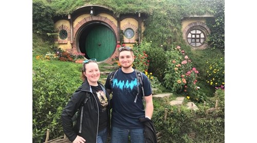 Me & Ryan at Hobbiton movie set in New Zealand