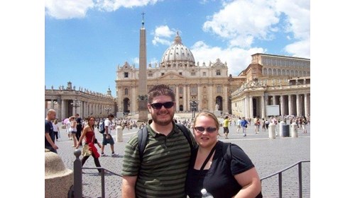 My husband and I in front of St. Peter's Basillica