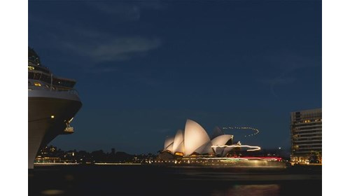 Cruise ship view of Sydney Harbor and Opera House