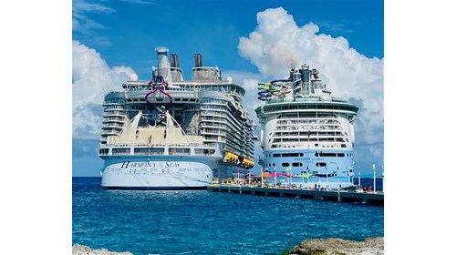 Royal Caribbean docked in their private Island