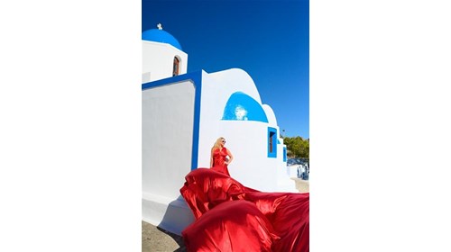 Flying dress experience, Santorini