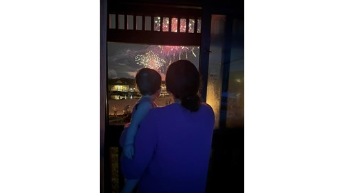 Fireworks from our Club Level room at the Poly
