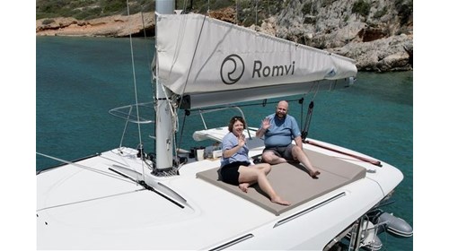 On a private catamaran in Nafplio, Greece!