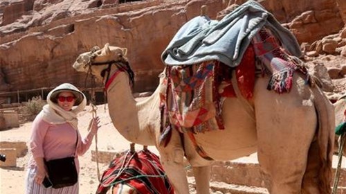 Hanging out with camels in Petra, Jordan
