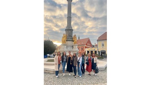 Group photo in Zagreb, Croatia on our walking tour