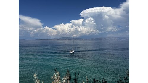 Strait of Corfu from Faliraki Beach, Corfu, Greece