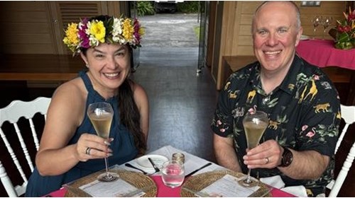 Private dinner with fresh flower crown