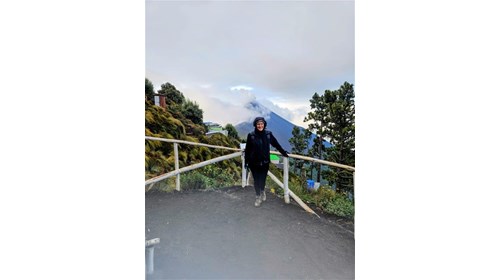 On the trail hiking Acatenango Volcano, Guatemala